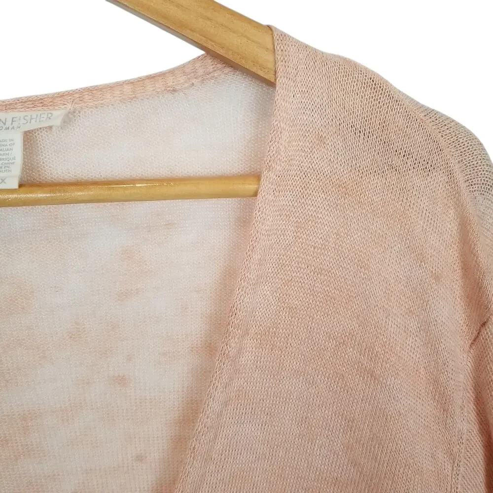 Eileen Fisher Woman 100% Linen Lightweight Open Front Cardigan Peach Size 2X - Picture 4 of 5